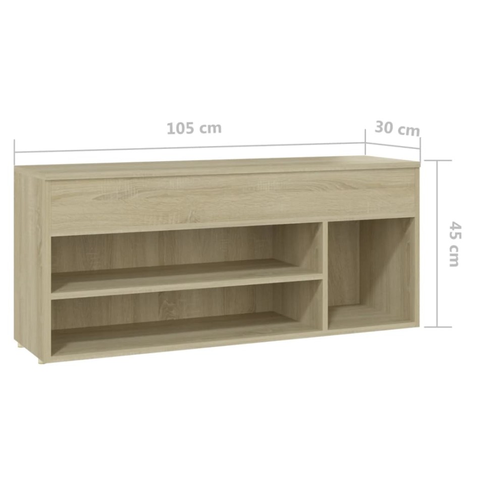 Banco zapatero madera contrachapada roble Sonoma 105x30x45