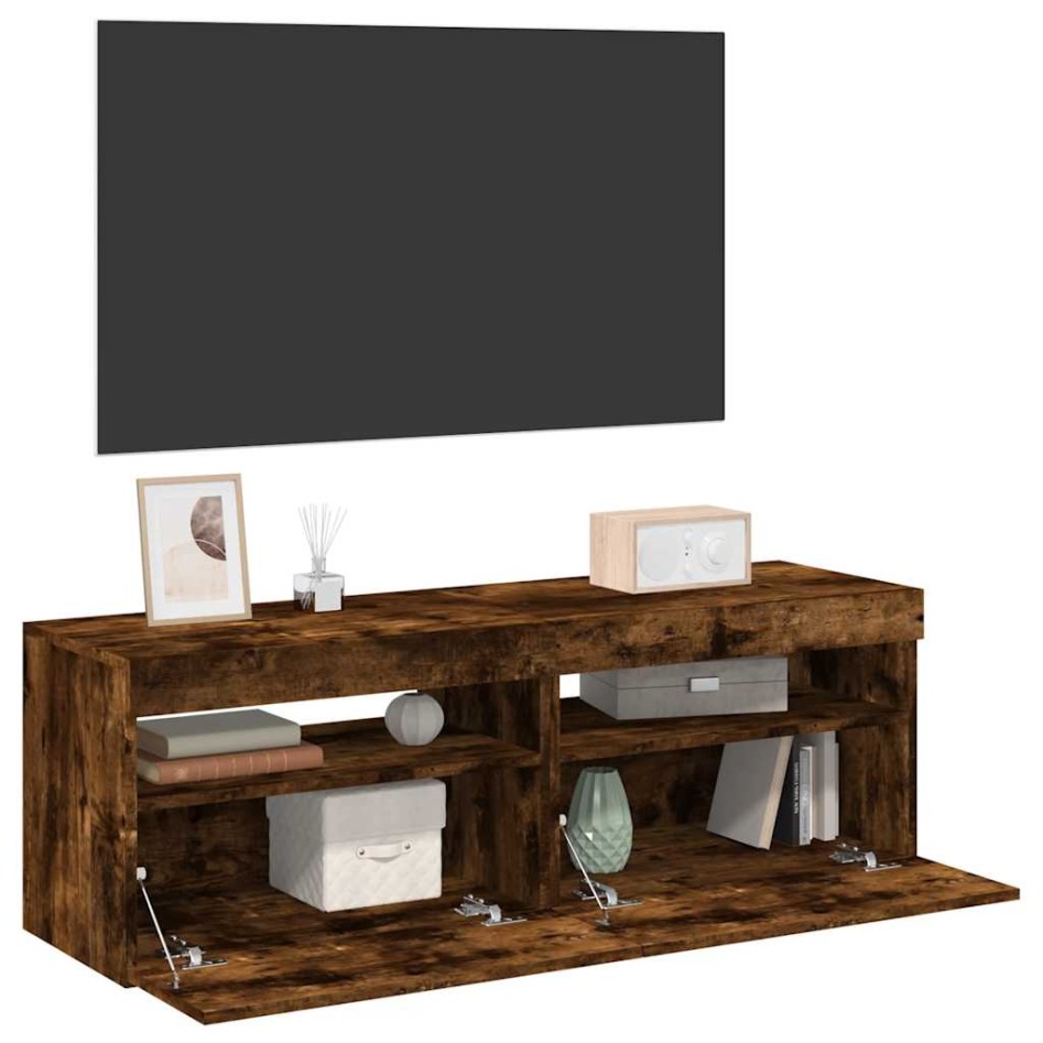 Muebles de TV con luces LED 2 uds roble ahumado 60x35x40
