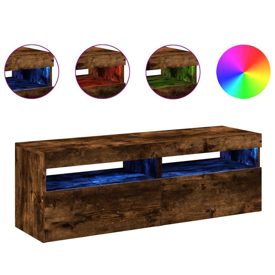 Muebles de TV con luces LED 2 uds roble ahumado 60x35x40