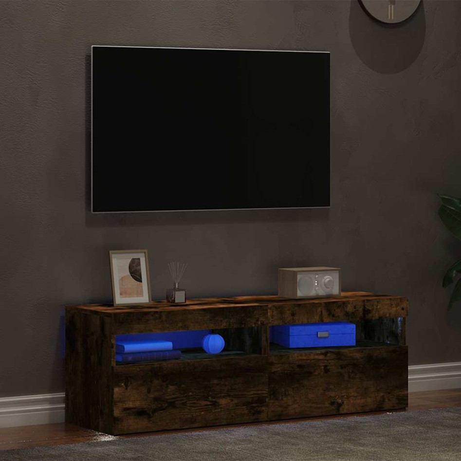 Muebles de TV con luces LED 2 uds roble ahumado 60x35x40