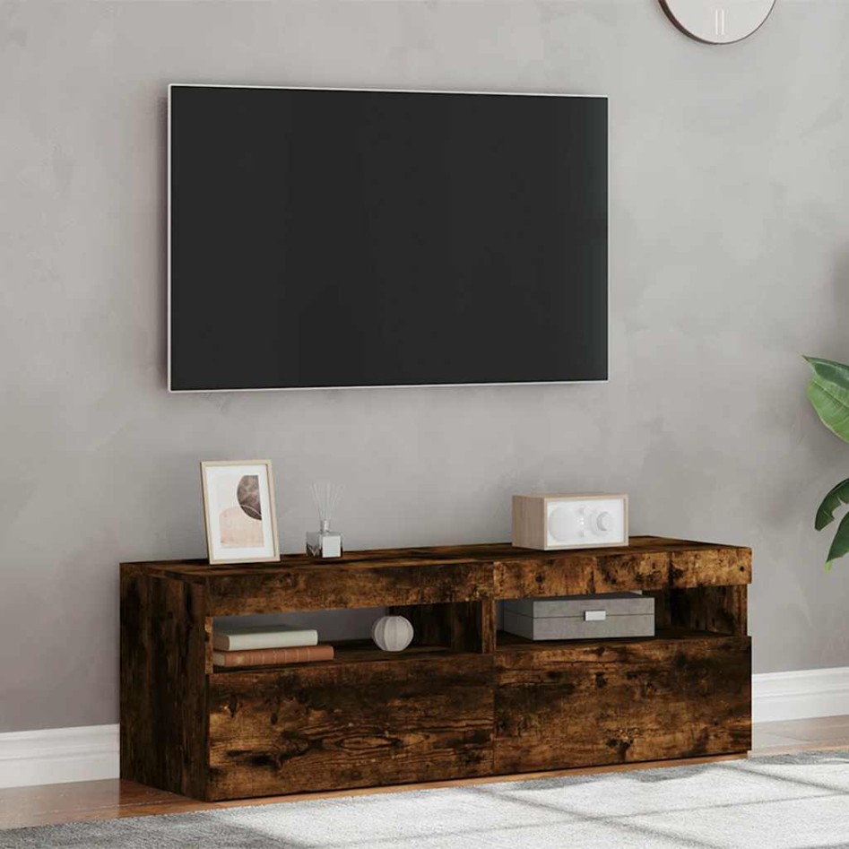 Muebles de TV con luces LED 2 uds roble ahumado 60x35x40