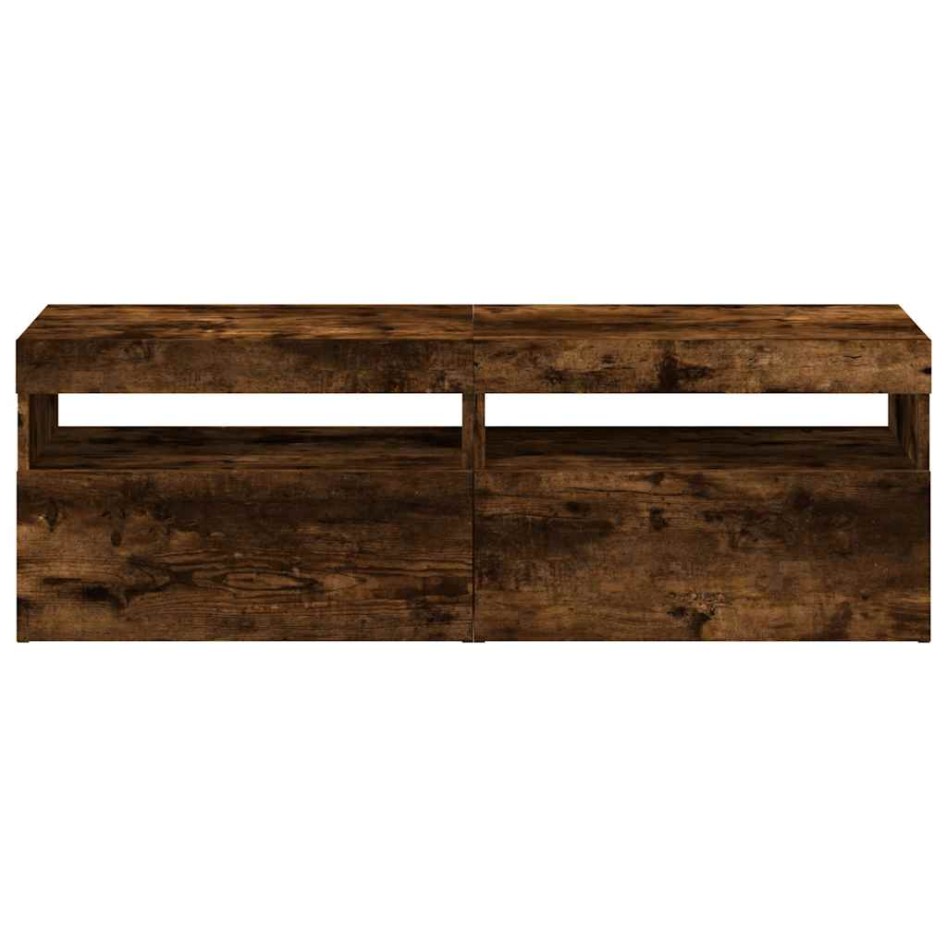 Muebles de TV con luces LED 2 uds roble ahumado 60x35x40