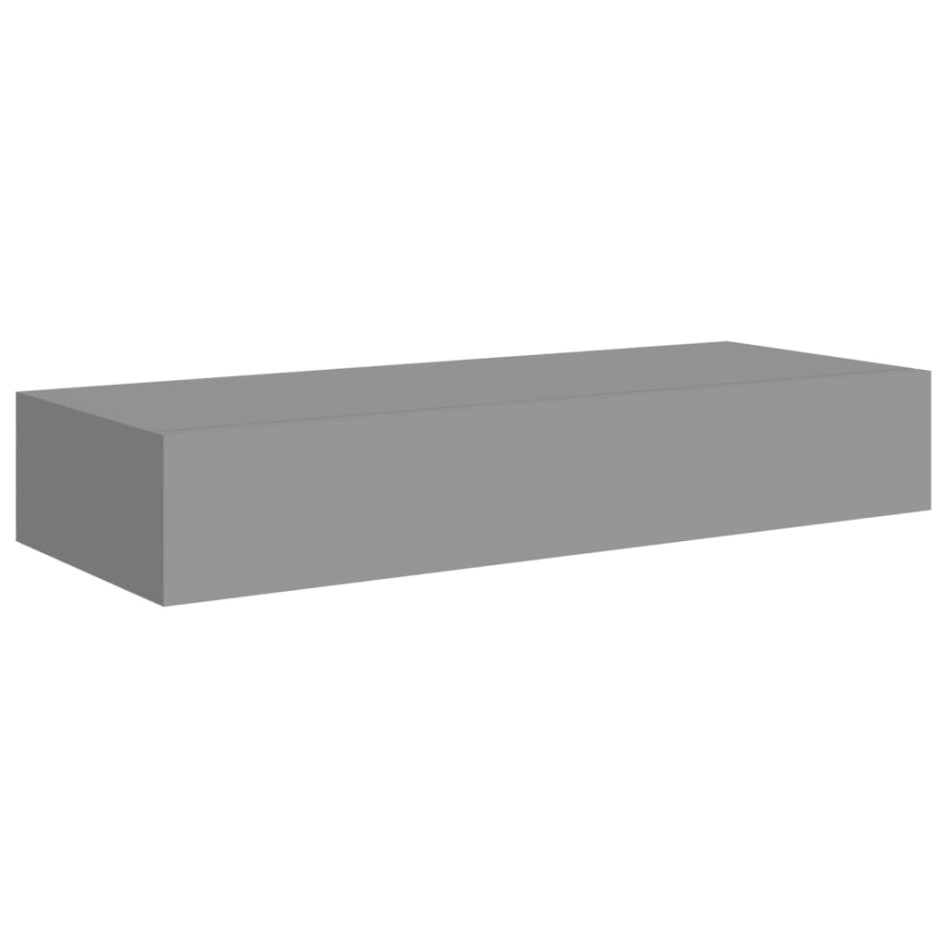 Estantes de pared con cajón 2 uds MDF gris 60x23,5x10