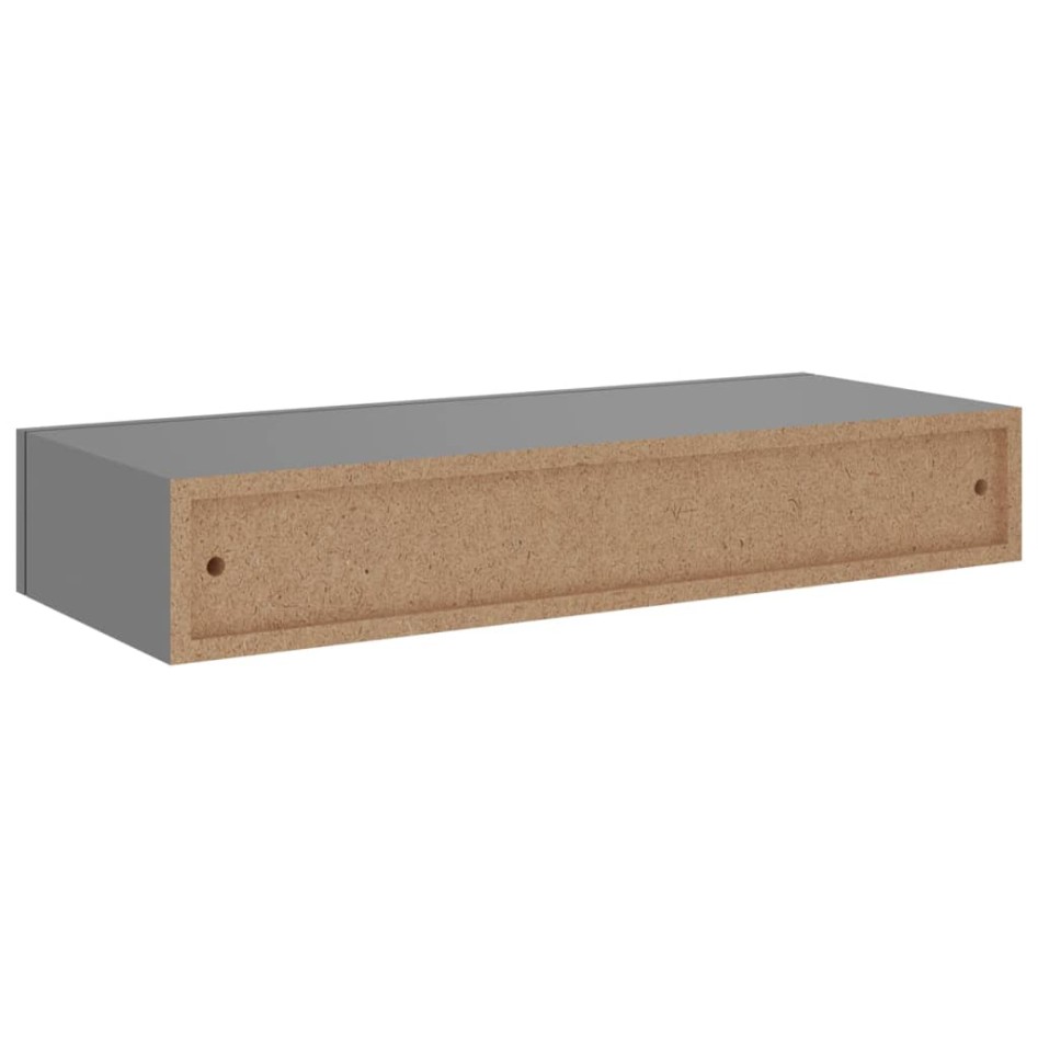 Estantes de pared con cajón 2 uds MDF gris 60x23,5x10