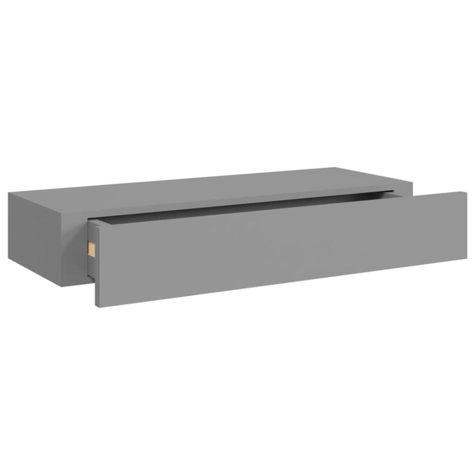 Estantes de pared con cajón 2 uds MDF gris 60x23,5x10
