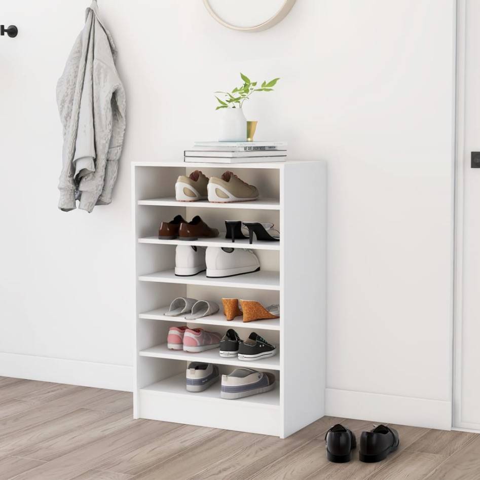 Mueble zapatero de madera contrachapada blanco 60x35x92