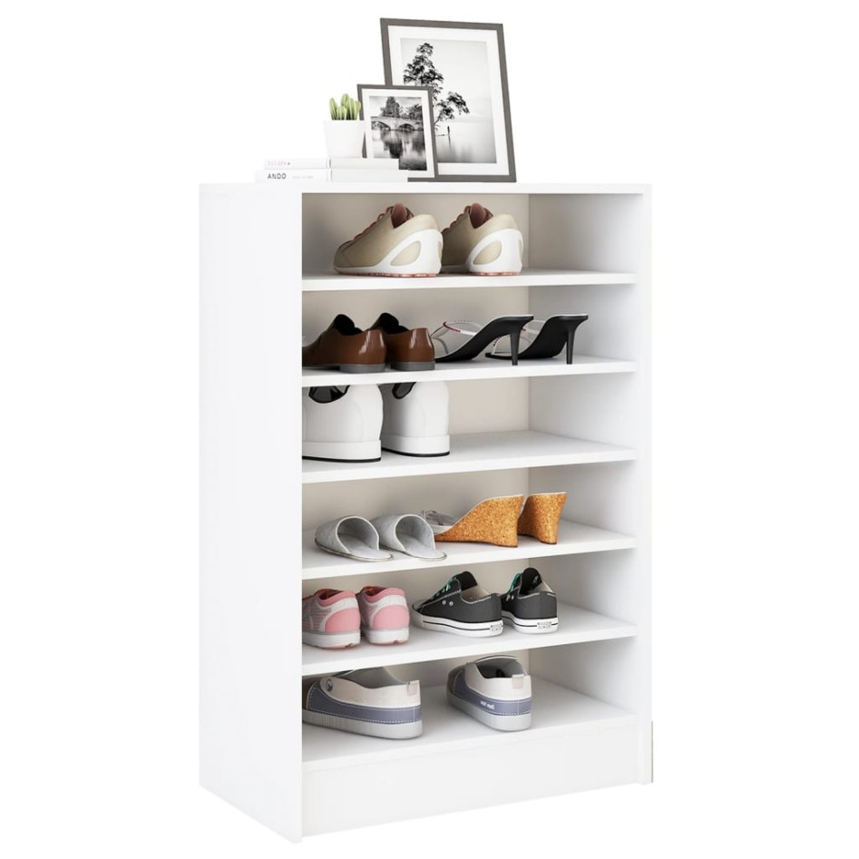 Mueble zapatero de madera contrachapada blanco 60x35x92