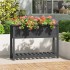 Jardinera con estante madera maciza pino gris 111,5x34,5x81