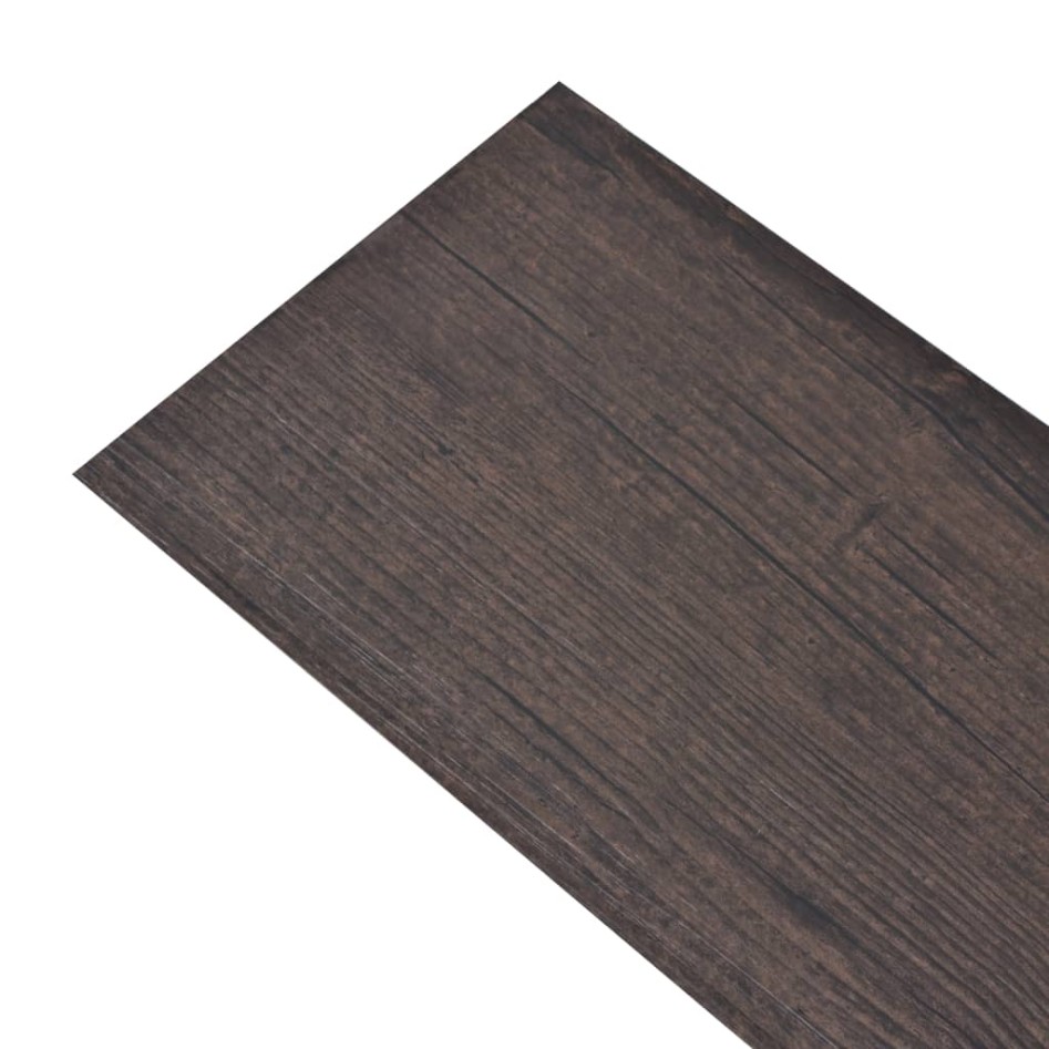 Lamas para suelo autoadhesivas PVC marrón oscuro 5,02 m² 2