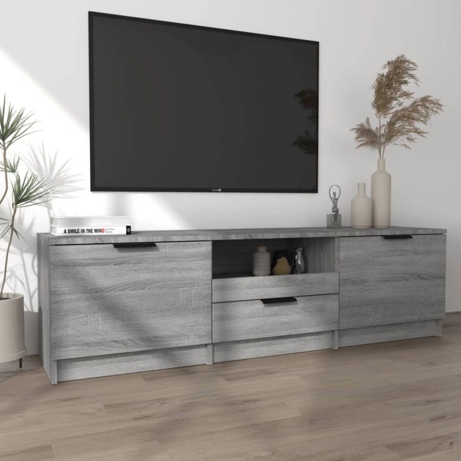 Mueble de TV madera contrachapada gris Sonoma 140x35x40