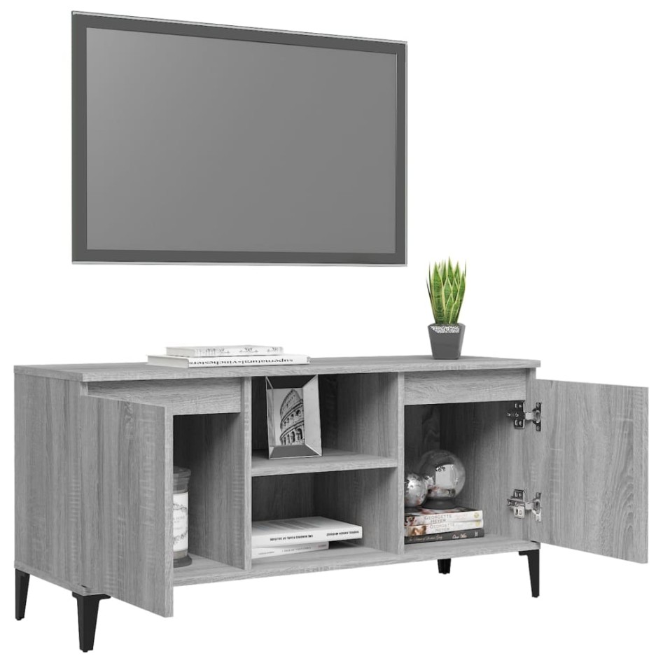 Mueble de TV con patas de metal gris Sonoma 103,5x35x50
