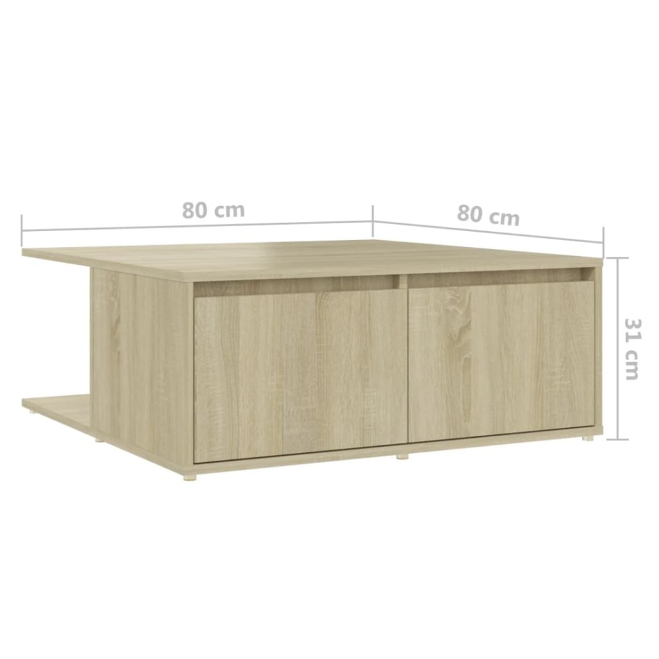 Mesa de centro madera contrachapada roble Sonoma 80x80x31