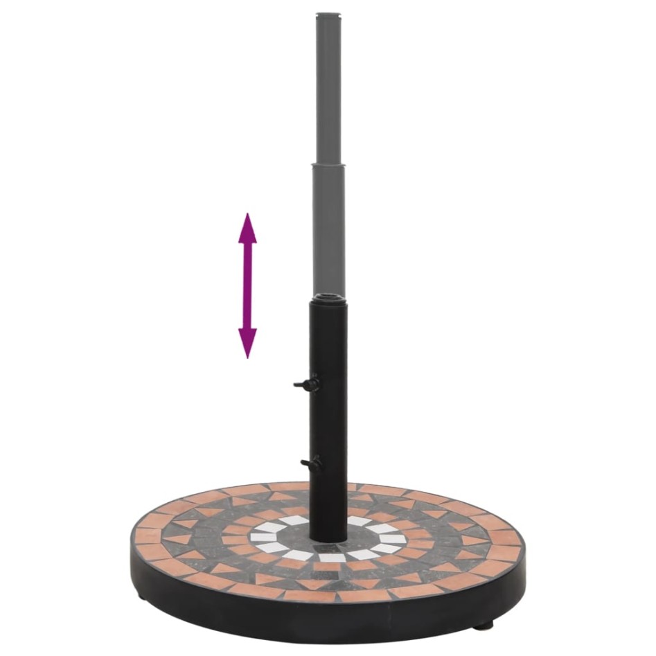 Base de sombrilla redonda color terracota y blanco 12