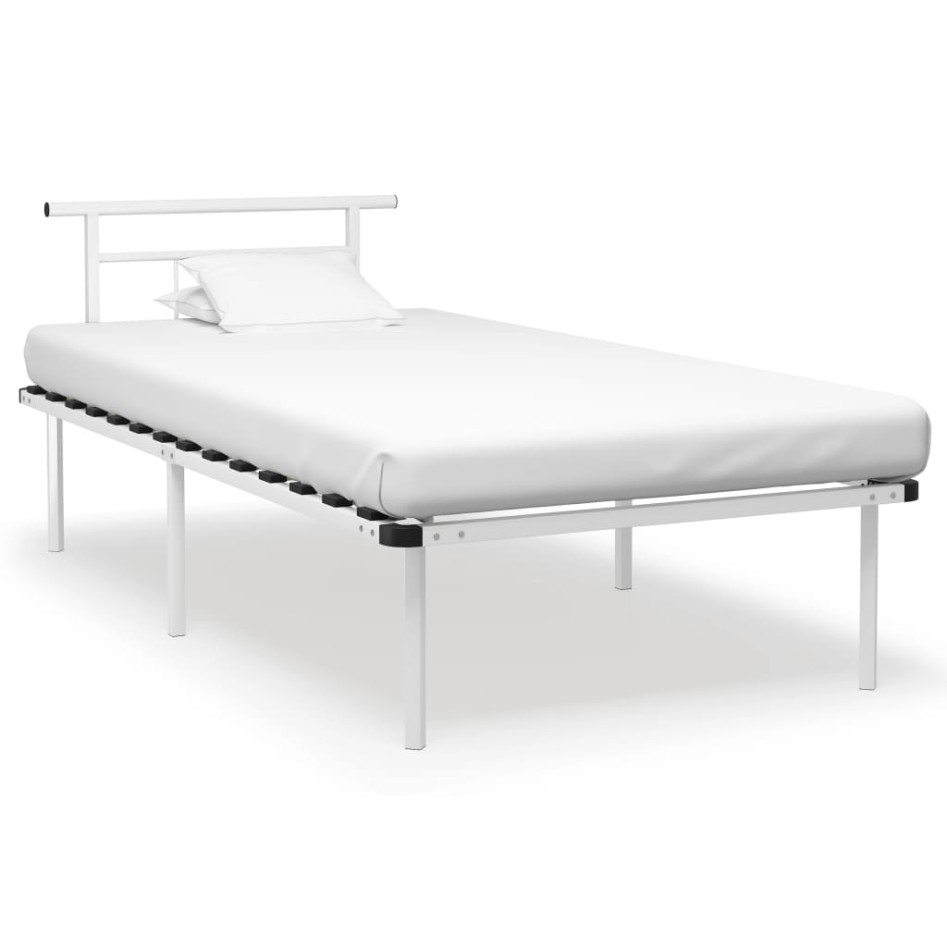 Estructura de cama sin colchón metal blanco 100x200