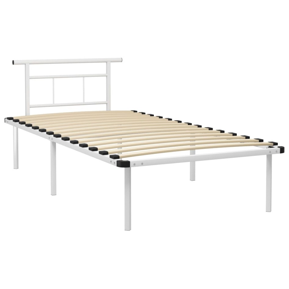 Estructura de cama sin colchón metal blanco 100x200