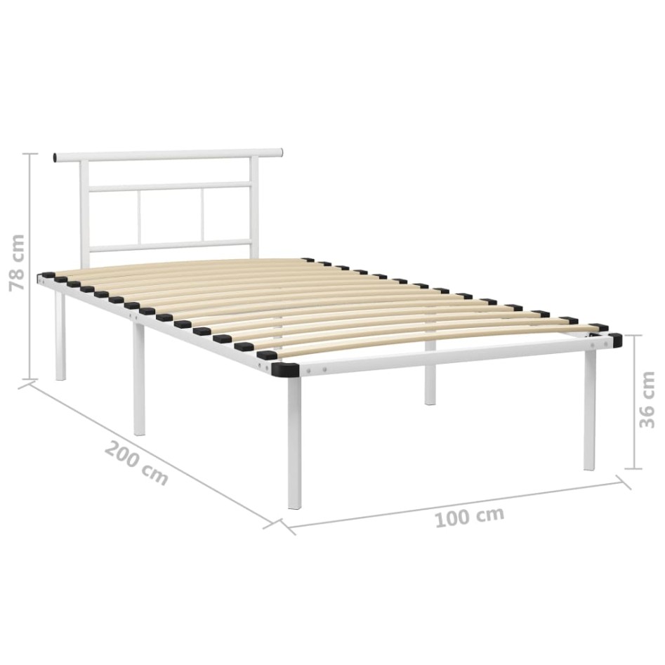 Estructura de cama sin colchón metal blanco 100x200