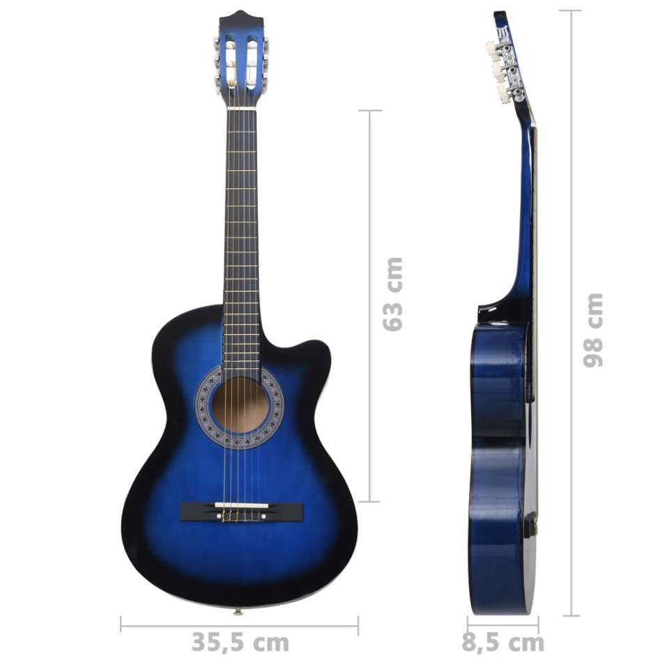 Guitarra Clásica Western Cutaway con 6 cuerdas azul