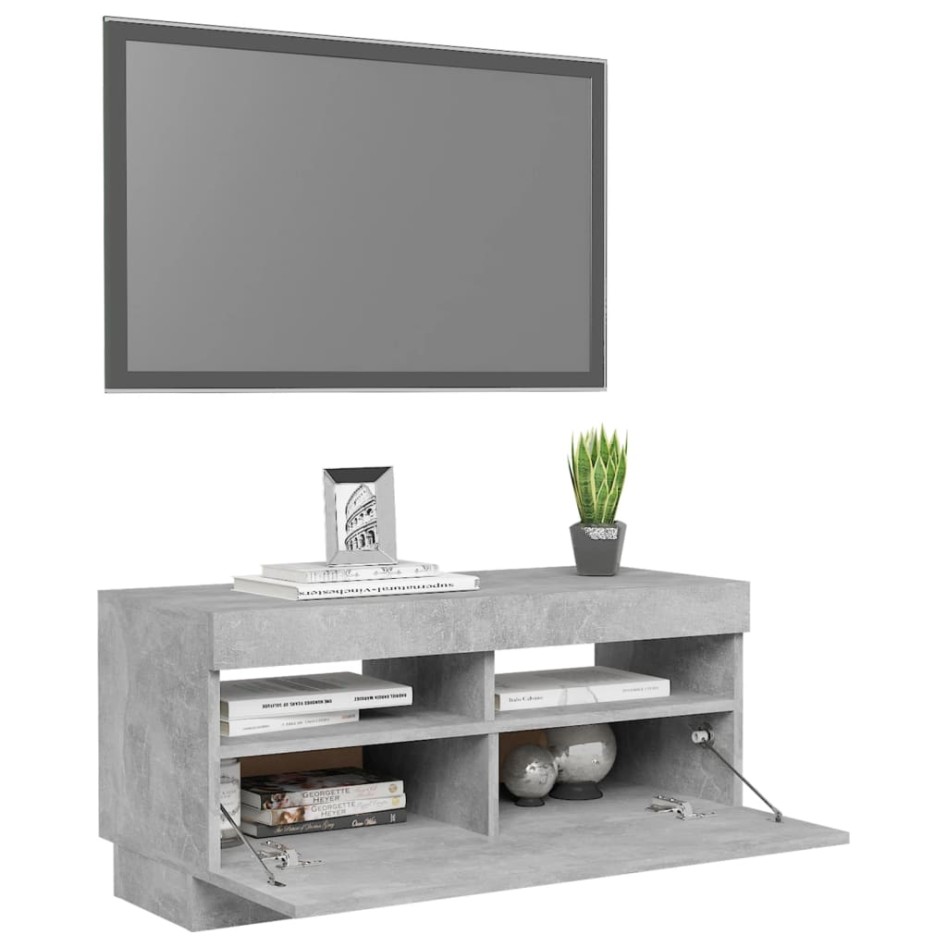 Mueble de TV con luces LED gris hormigón 80x35x40
