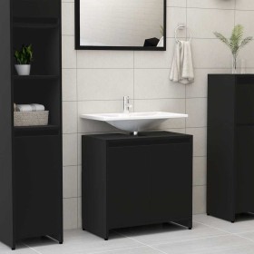 Armario de baño madera contrachapada negro 60x33x61