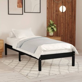 Estructura de cama sin colchón madera maciza negro 100x200