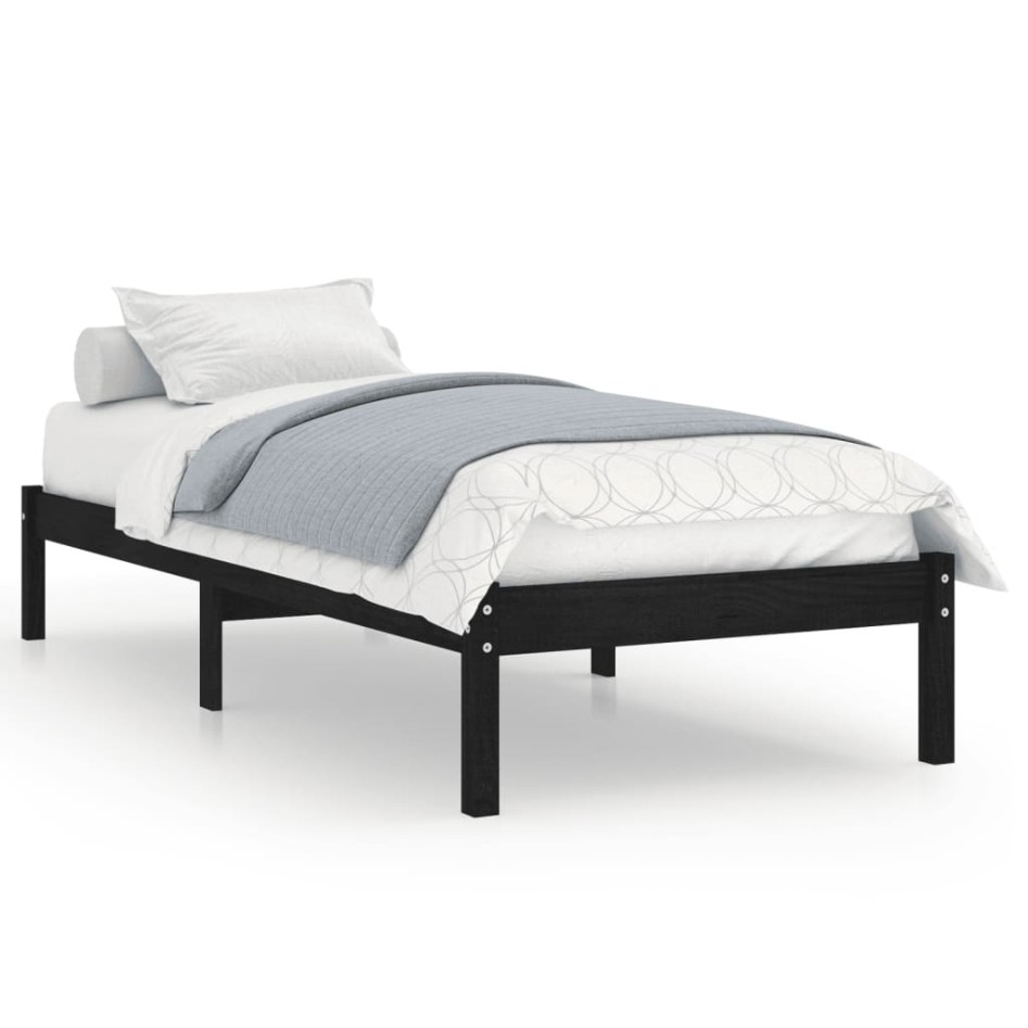 Estructura de cama sin colchón madera maciza negro 100x200