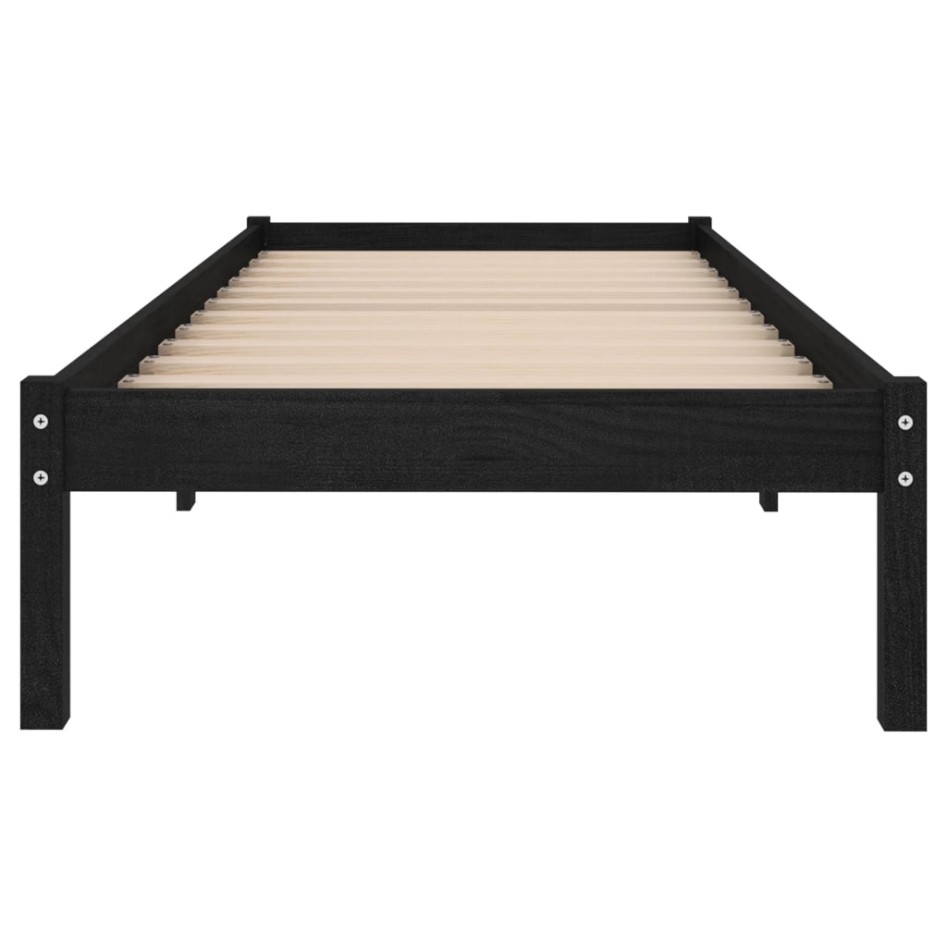 Estructura de cama sin colchón madera maciza negro 100x200