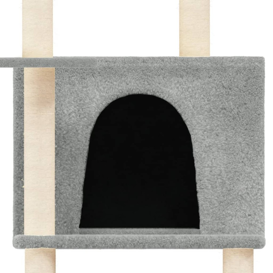 Rascador para gatos con postes de sisal gris claro 166
