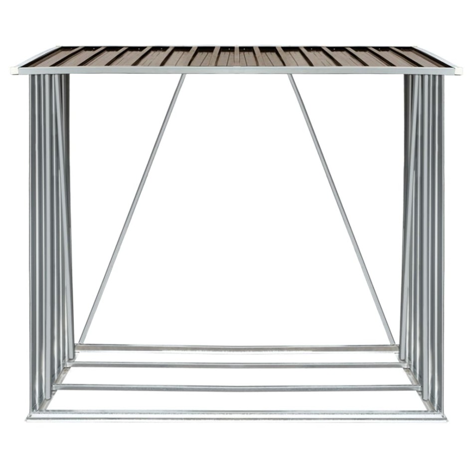 Casetilla para leña acero galvanizado marrón 163x83x154