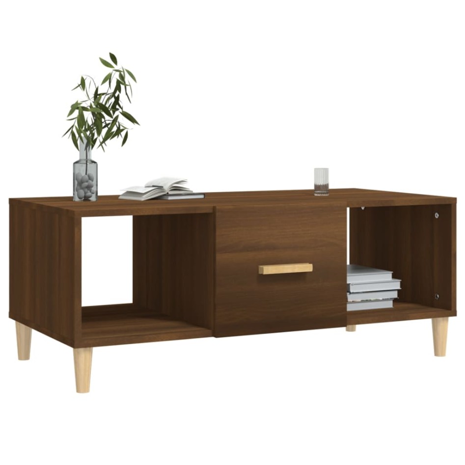 Mesa de centro madera contrachapada roble marrón 102x50x40