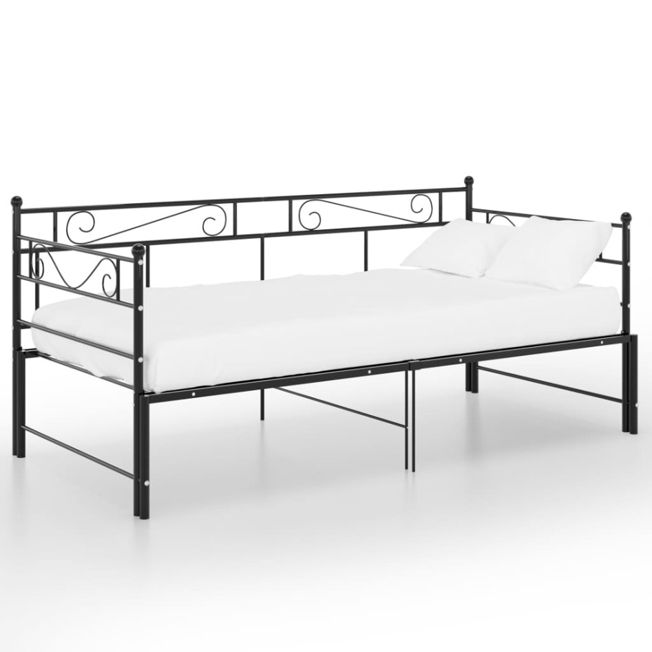 Estructura de sofá cama extraíble metal negro 90x200
