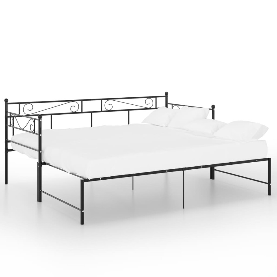 Estructura de sofá cama extraíble metal negro 90x200
