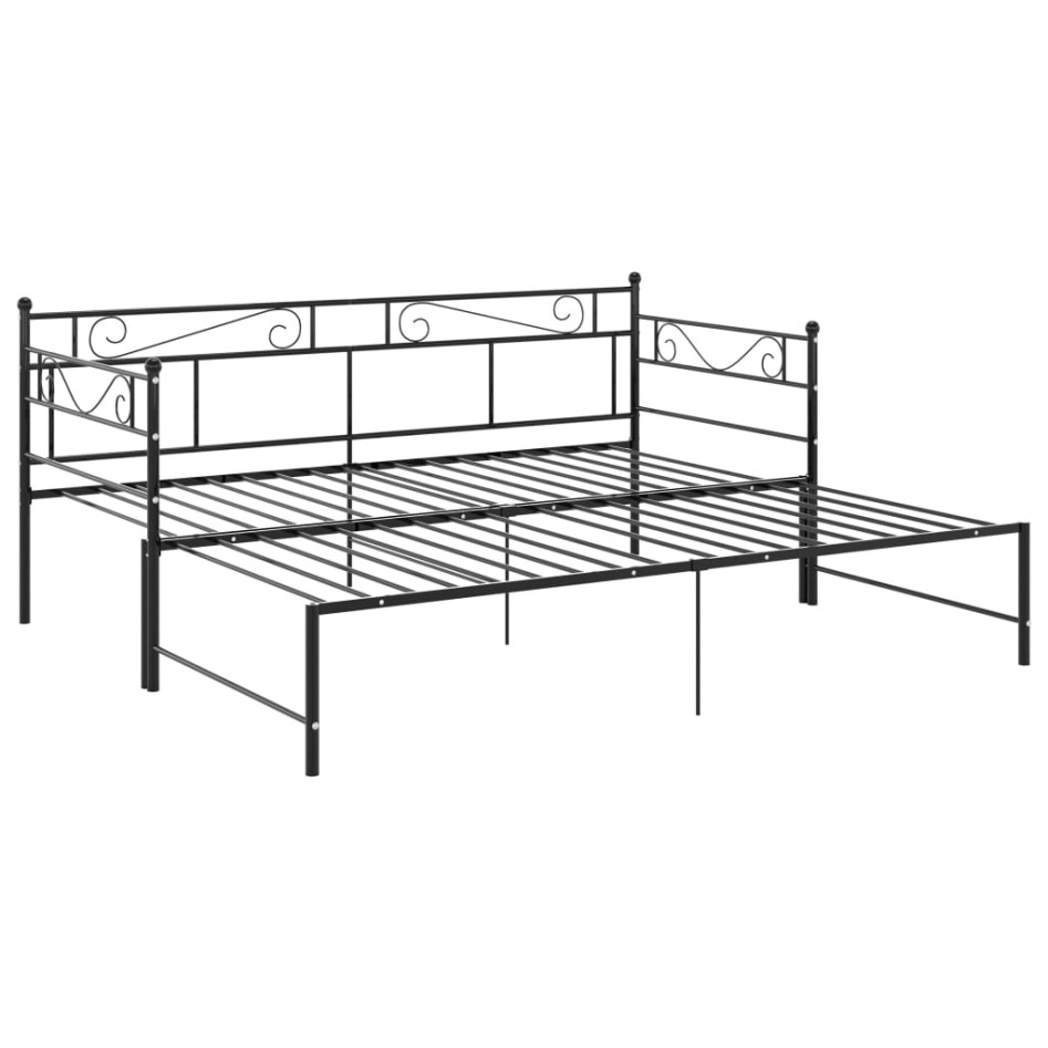 Estructura de sofá cama extraíble metal negro 90x200