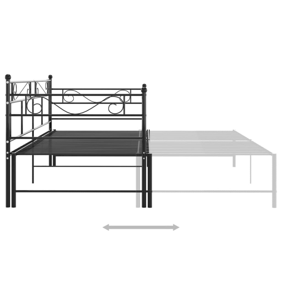 Estructura de sofá cama extraíble metal negro 90x200