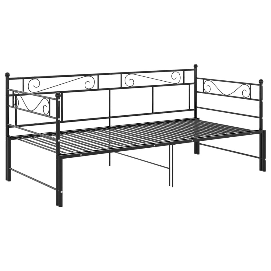 Estructura de sofá cama extraíble metal negro 90x200