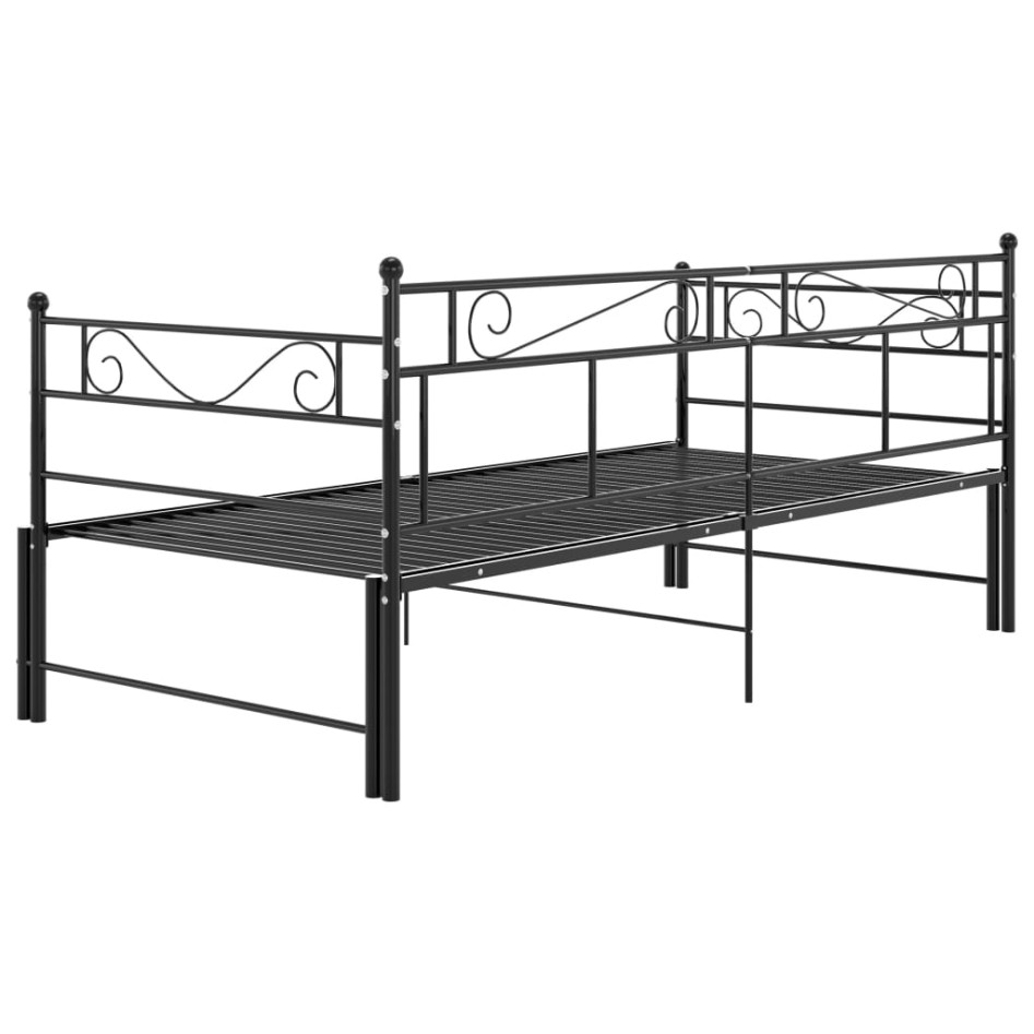 Estructura de sofá cama extraíble metal negro 90x200
