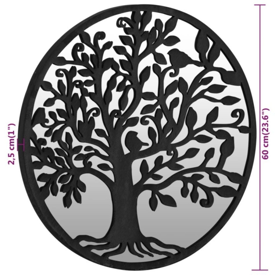 Espejo de hierro redondo negro para uso interior 60x2,5