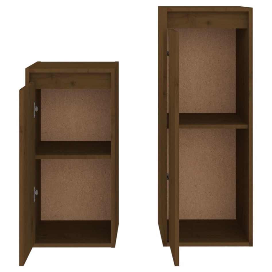 Muebles para TV 2 piezas madera maciza de pino marrón