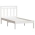 Estructura de cama individual de madera maciza blanco 90x190