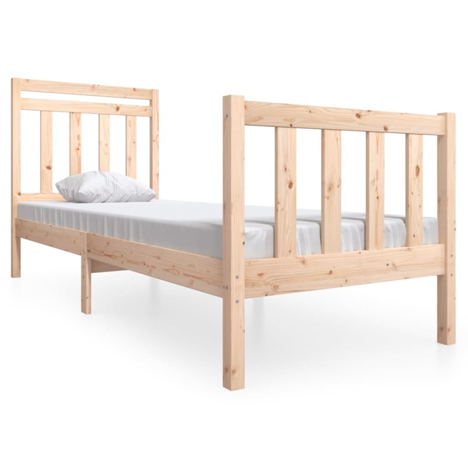 Estructura de cama individual pequeña madera maciza 75x190