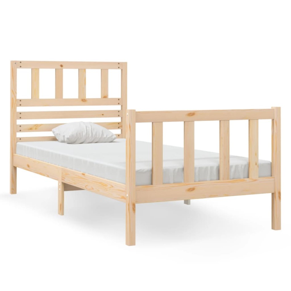 Estructura de cama individual pequeña madera maciza 75x190
