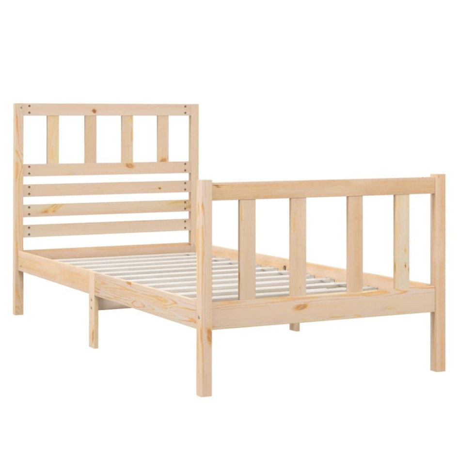Estructura de cama individual pequeña madera maciza 75x190