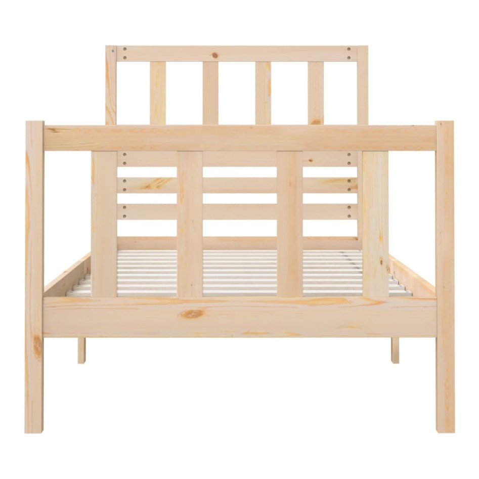 Estructura de cama individual pequeña madera maciza 75x190