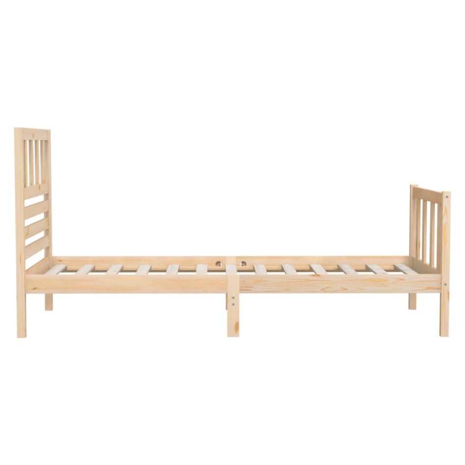 Estructura de cama individual pequeña madera maciza 75x190