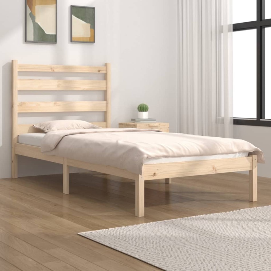 Estructura de cama de madera maciza de pino 90x200