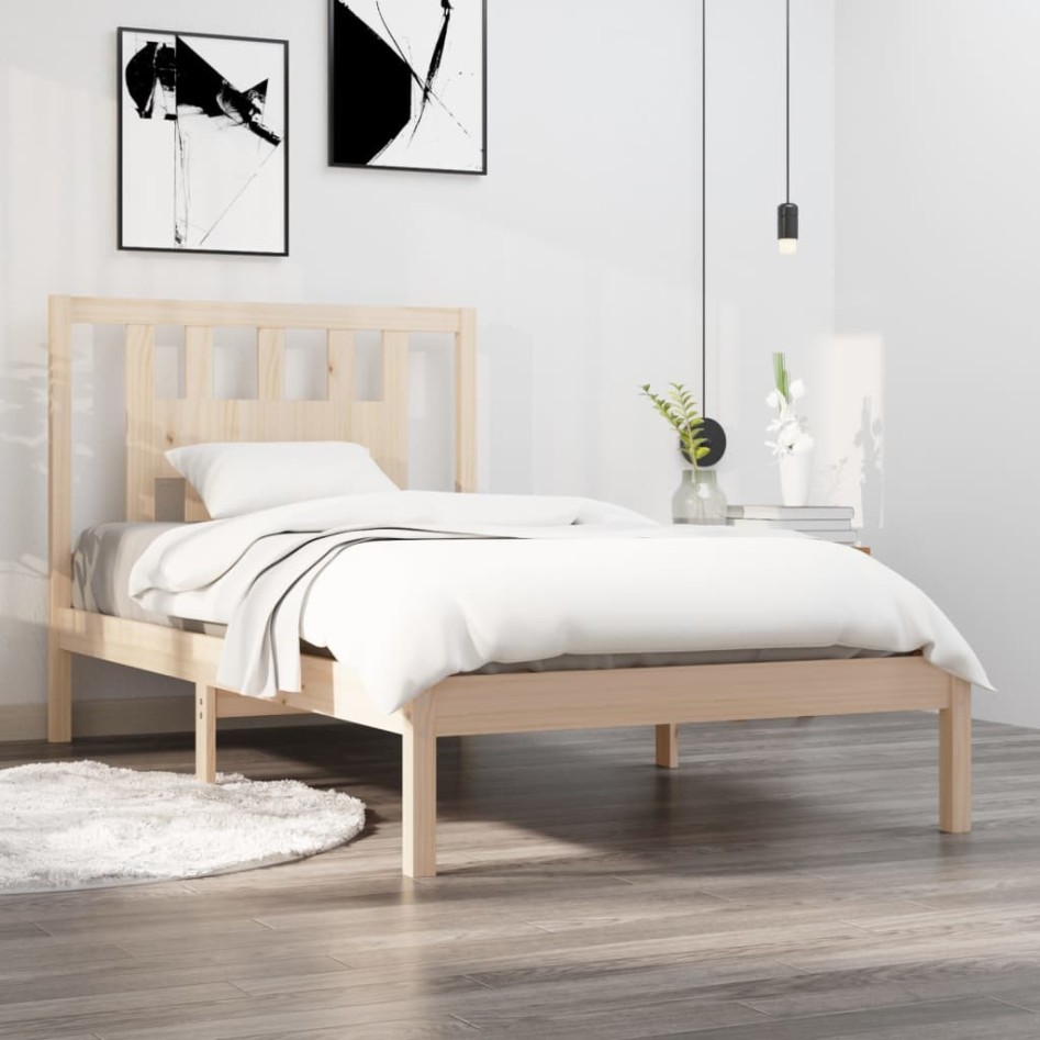 Estructura de cama de madera maciza de pino 90x200