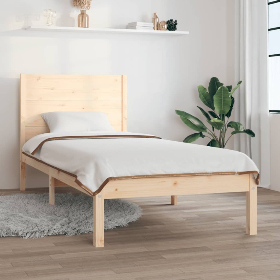 Estructura de cama sin colchón madera maciza de pino 90x200