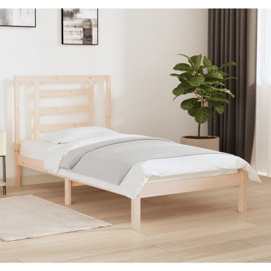 Estructura de cama sin colchón madera maciza de pino 90x190