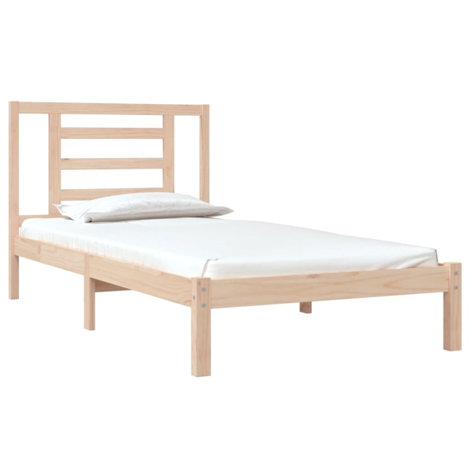 Estructura de cama sin colchón madera maciza de pino 90x190