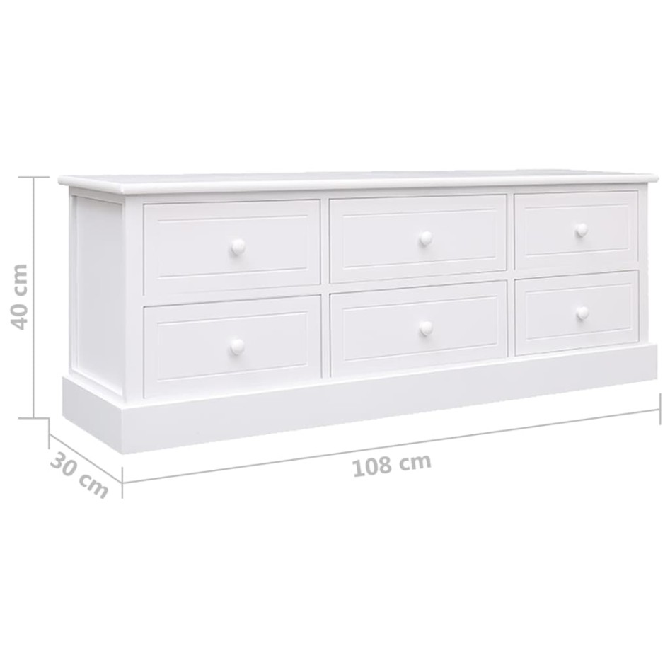Mueble para TV madera maciza de paulownia blanco 108x30x40