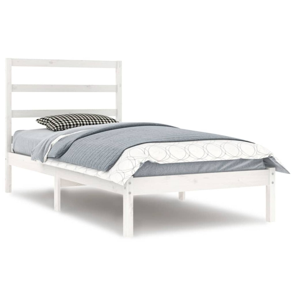 Estructura de cama sin colchón madera de pino blanca 90x200